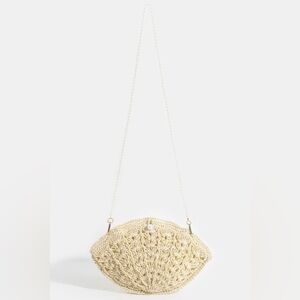 Straw Braided Pearl Beaded Strap Seashell Bag